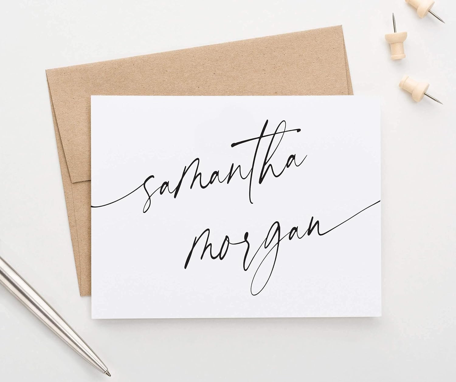 Script Personalized Stationary for Women, FOLDED NOTE CARDS, Personalized Note Cards for Women, Elegant Personalized Stationery Set with Envelopes, Your Choice of Colors and Quantity