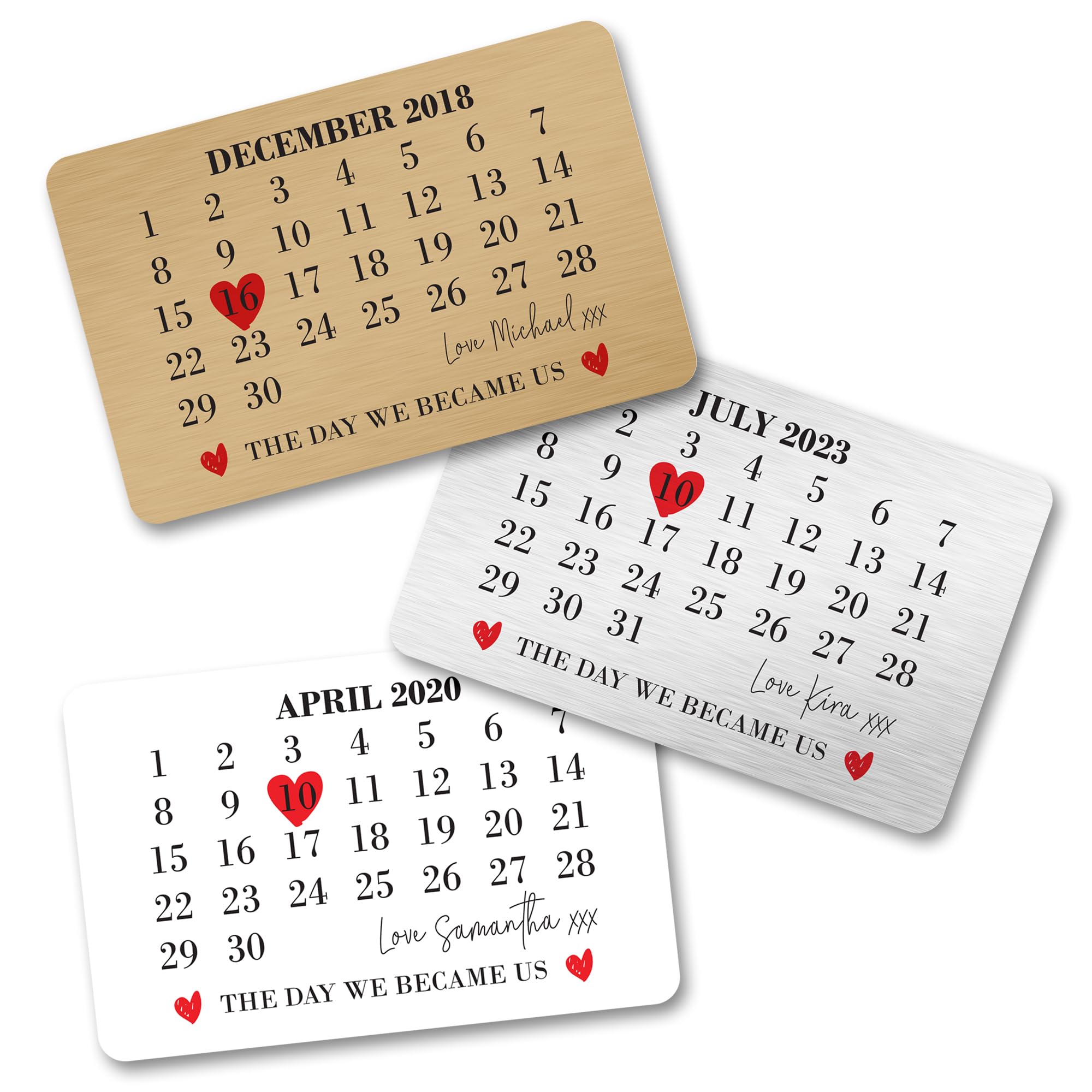 Personalised Day We Became Us Date Metal Card - Metal Card Wallet Insert