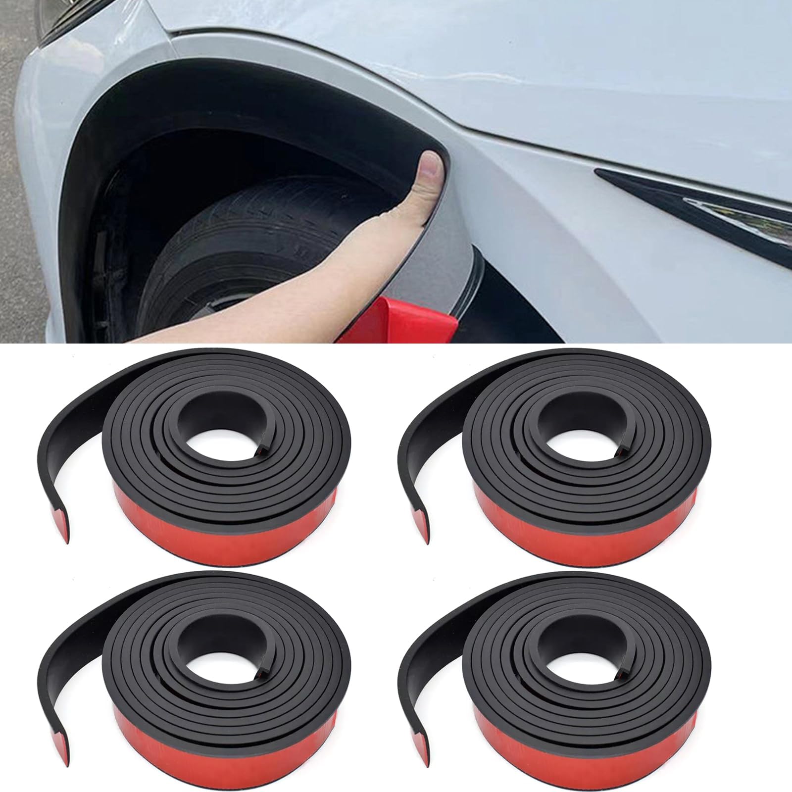 ONEMAJI 4Pcs Car Wheel Arch Trim for Volvo XC-90 / XC90 (2.Gen. AB BJ 2015),Self-adhesive Tire Eyebrow Trim Strip Stick out Edge Rubber Mudguards Wheel Arch Cover Trims(150×4.5cm