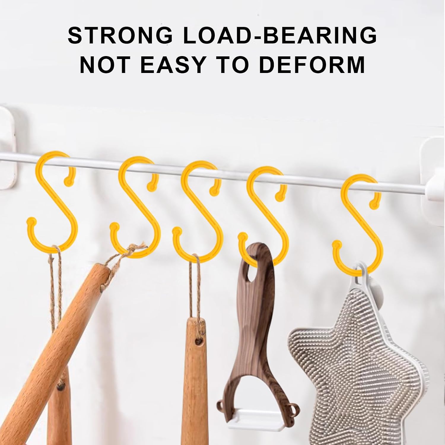 6 Pack Heavy Duty S Hooks, 5.82Inch Hooks for Hanging Heavy Duty, Sturdy Non Slip Yellow S Hooks for Hanging Closet,Kitchen,Bathroom,Garden Tools,Industry image 4