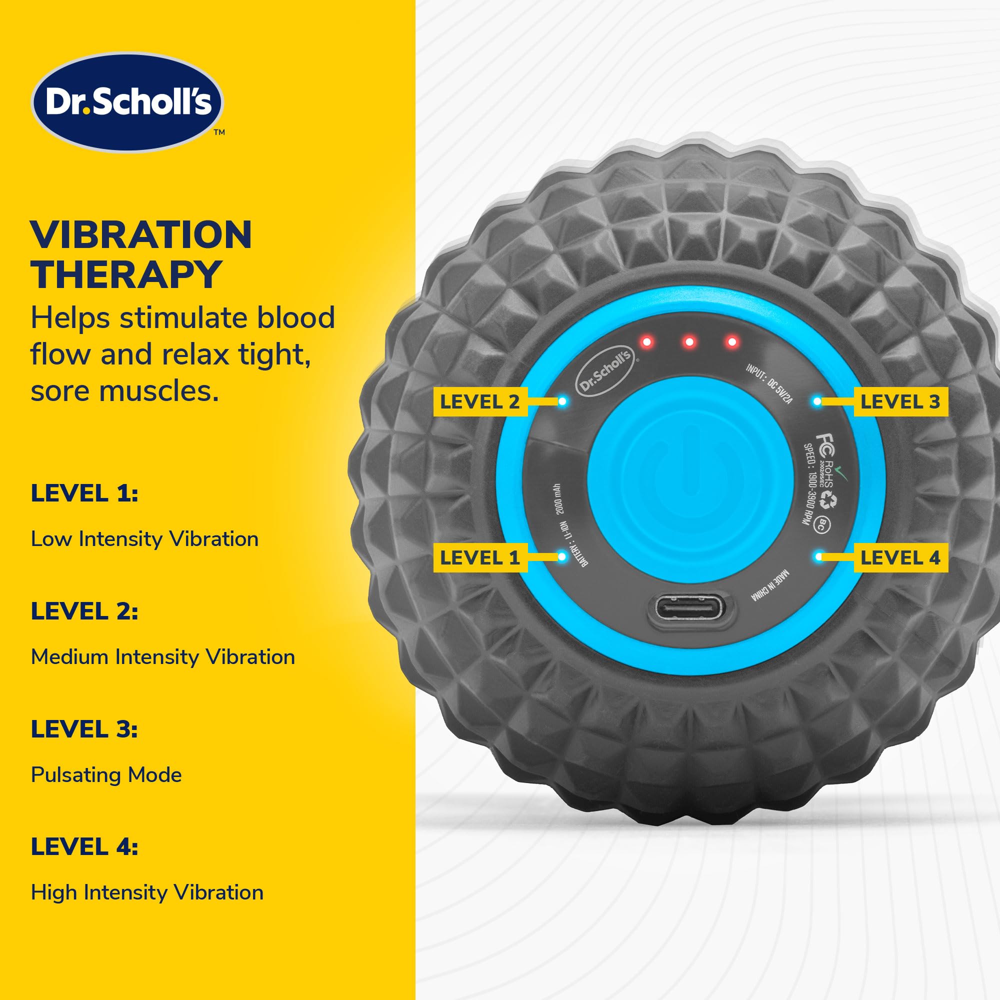 Amazon.com: Dr. Scholl's Fitness and Recovery Dual Ball Vibration Massage  Roller, Versatile Muscle Roller, Releases Muscle Tension and Soreness,  Massager for Body Pain Relief, Includes Type-C Charging Cable : Health &  Household