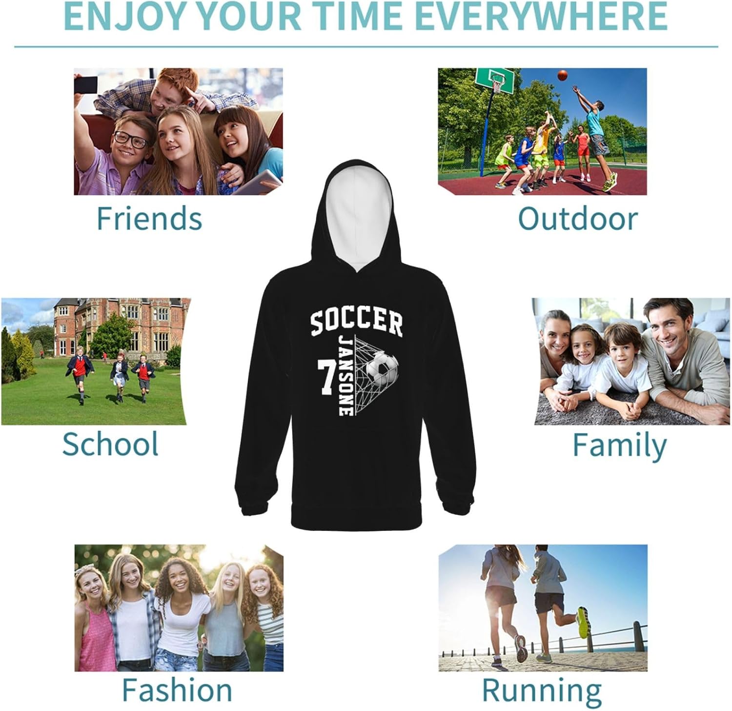 Custom Hoodies for Boys Girls Personalized Soccer Sweatshirt for Kids Customized Youth Hoodie - Image 5