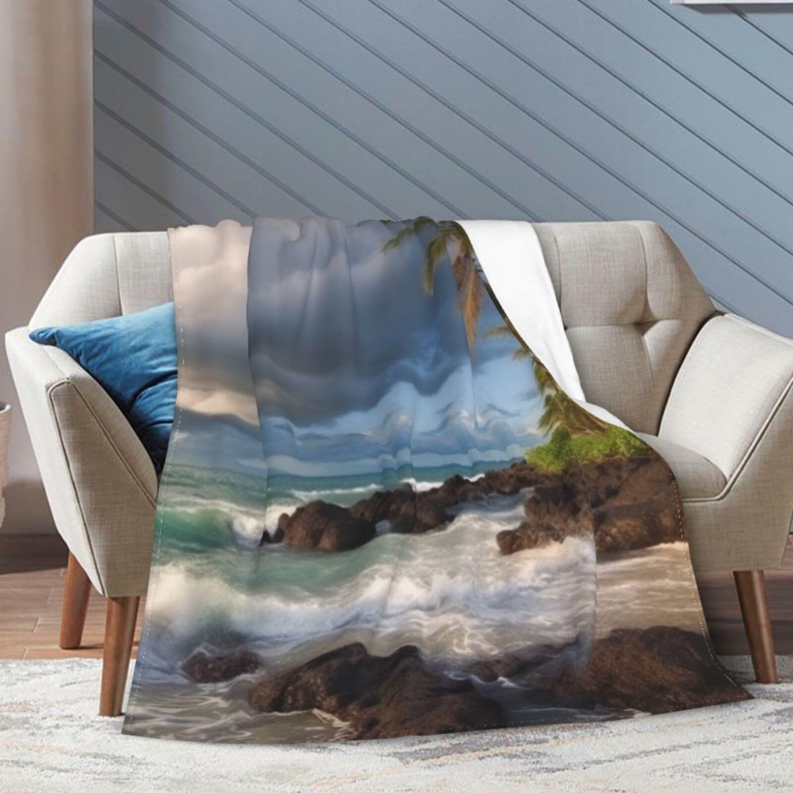 Couverture pelucheuse anti-froid jeté de lit léger et chaud pour salon