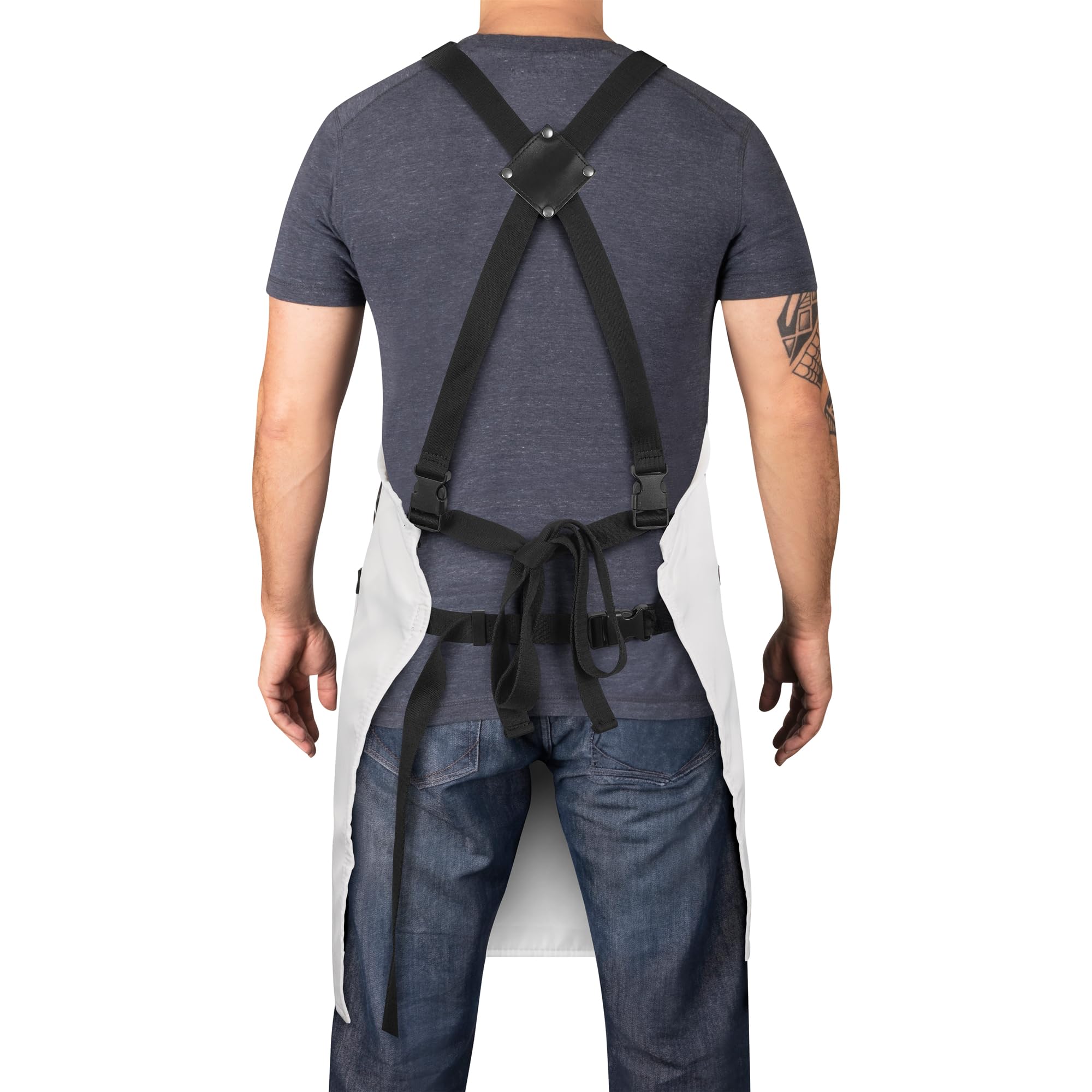 StyleCraft Grembiule da barbiere professionale, resistente, impermeabile, con tracolla posteriore incrociata e tasche