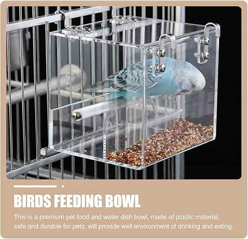 Miniatura 5 de Comedero sin pájaros, jaula de comedero para loros con ganchos para pájaros, automático, contenedor de comida para loros, plato para colgar en la