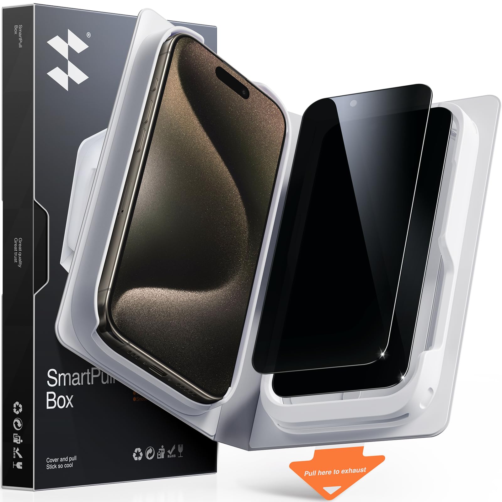 SMARTDEVIL 2 Pack Privacy Screen Protector for iPhone 15 Pro Max, Anti-Spy