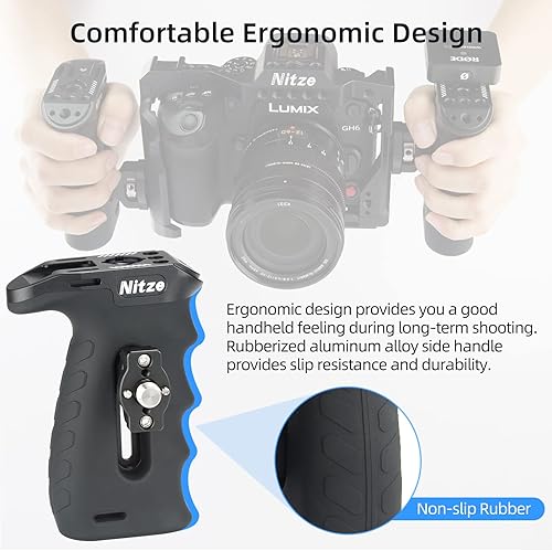 Miniatura 3 de Nitze Mango lateral ergonómico con tornillo de 38 pulgadas y pasadores de localización desmontables para ARRI, arribaabajo e izquierdaderecha