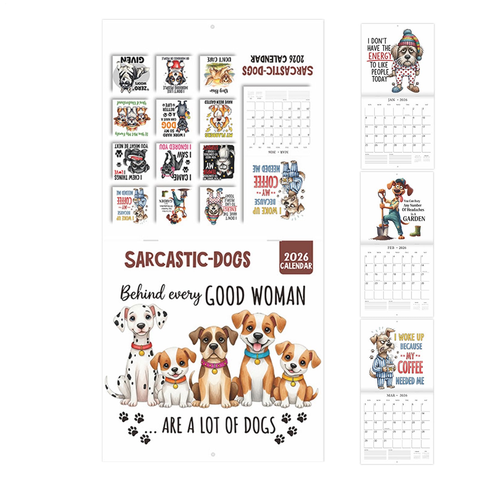2026 Wandkalender - Witzige Hunde Monatsplaner | Monatsplaner Für Büro Kühlschrank Urlaub Whiteboard Akademisch Zuhause