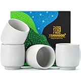 TEANAGOO Japanese Tea Cups, Chinese Tea Cup, 7.2Oz / 205 Ml, Ceramic Tea Cups for Adults, Ceramic Cups no Handles, Japanese Cups, Asian Matcha Cup, Ivory White, 4 Pcs/Box, H7