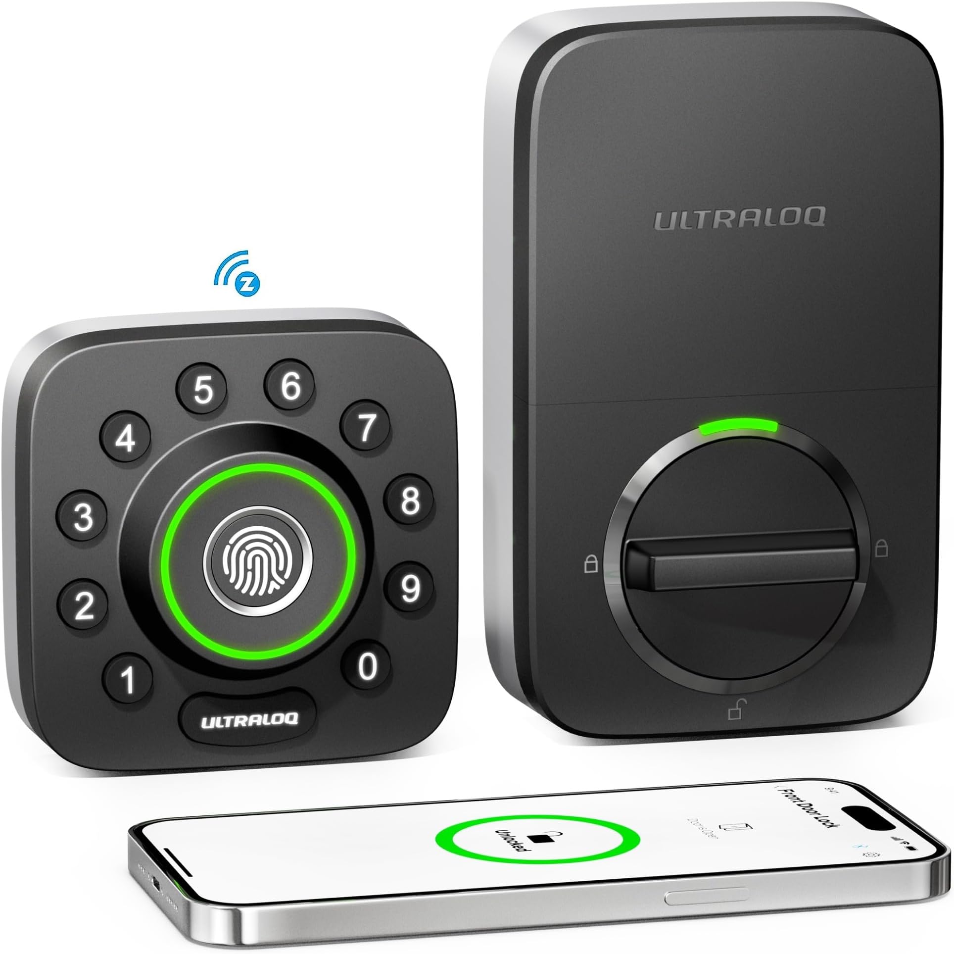 ULTRALOQ U-Bolt Pro Z-Wave Smart Lock with Fingerprint ID, Works with Z-Wave Plus, Home Assistant, Compatible with SmartThings, Hubitat, Zwave Deadbolt Door Lock