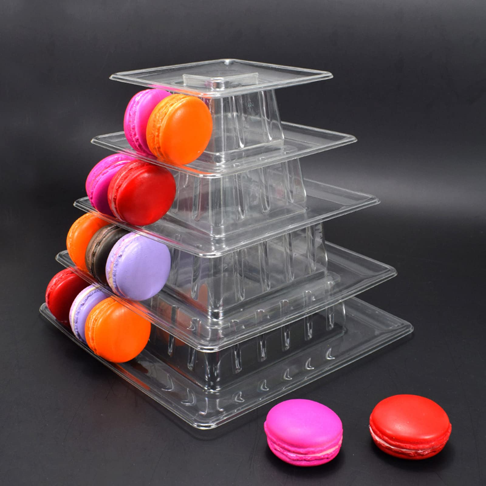 PANGBOER Présentoir à macarons carré à 5/9 niveaux pour gâteaux, fêtes, mariages, gâteaux