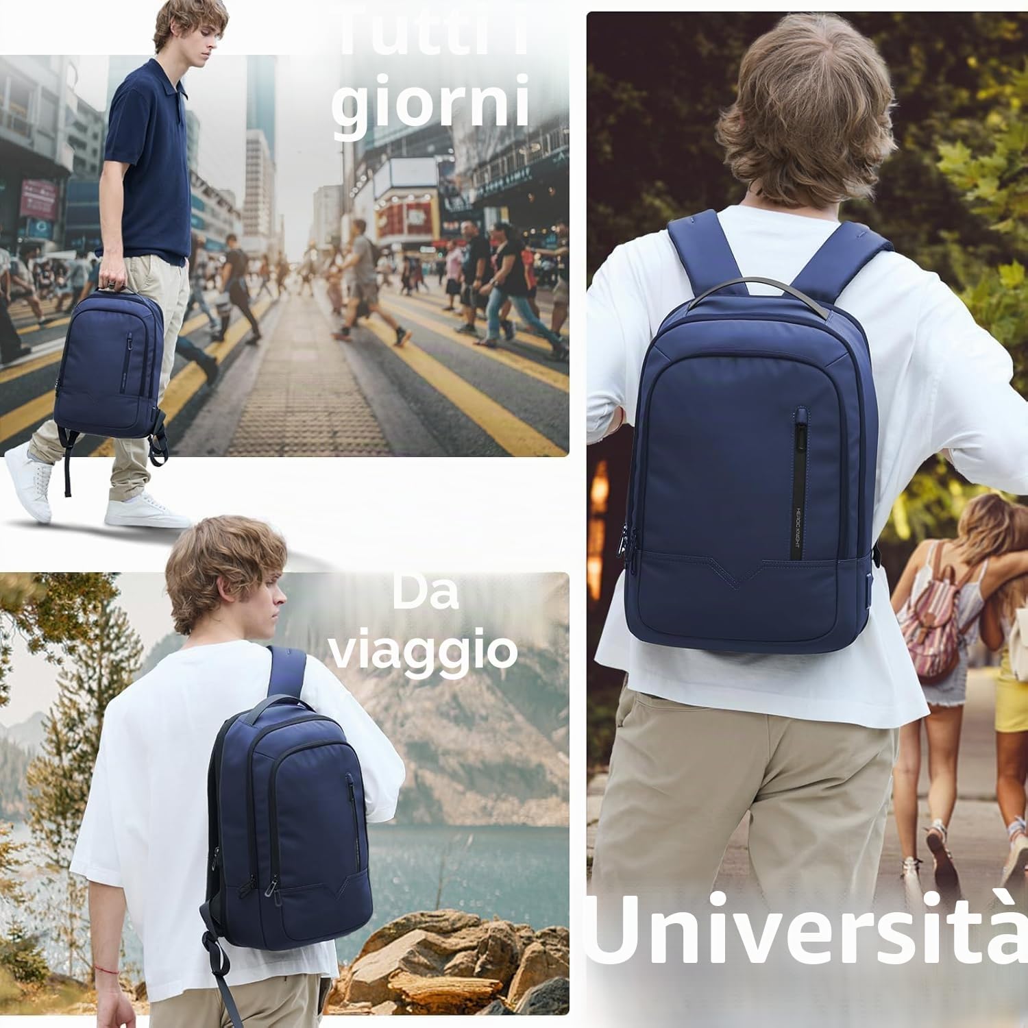 Zaino per Computer Portatili da Uomo Zaini per PC portatili | PC 15,6 pollici con porta USB antifurto Grande Capacità Resistente all'Acqua per lavoro Quotidiano Viaggio Università,Blu