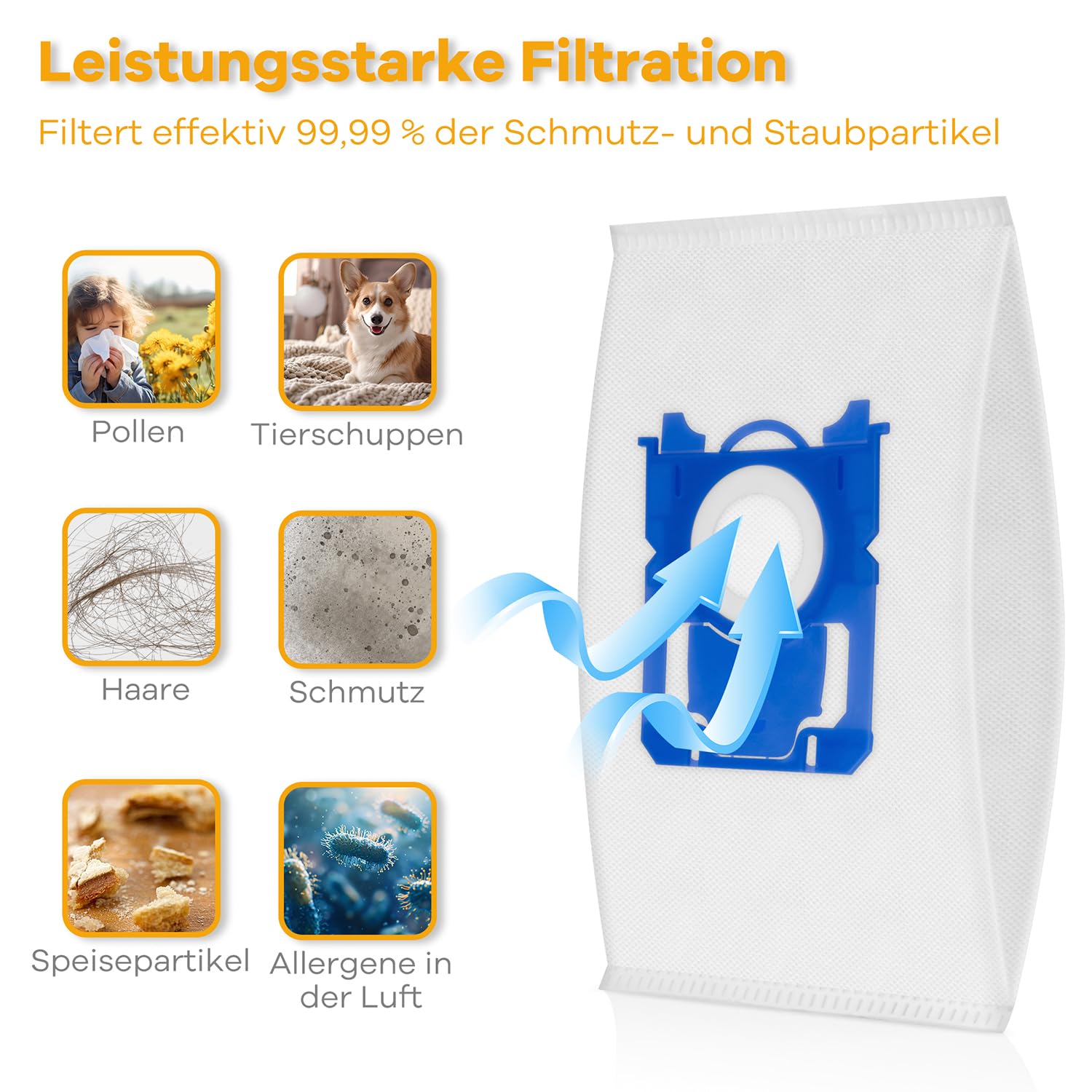 12 Staubsaugerbeutel S-Bag für AEG/Philips VX6 VX7 VX8 Classic Long Performance FC8021/03, kompatibel mit AEG/Electrolux System Pro 210 s-bag VX7-1-ÖKO VX9-2-ÖKO