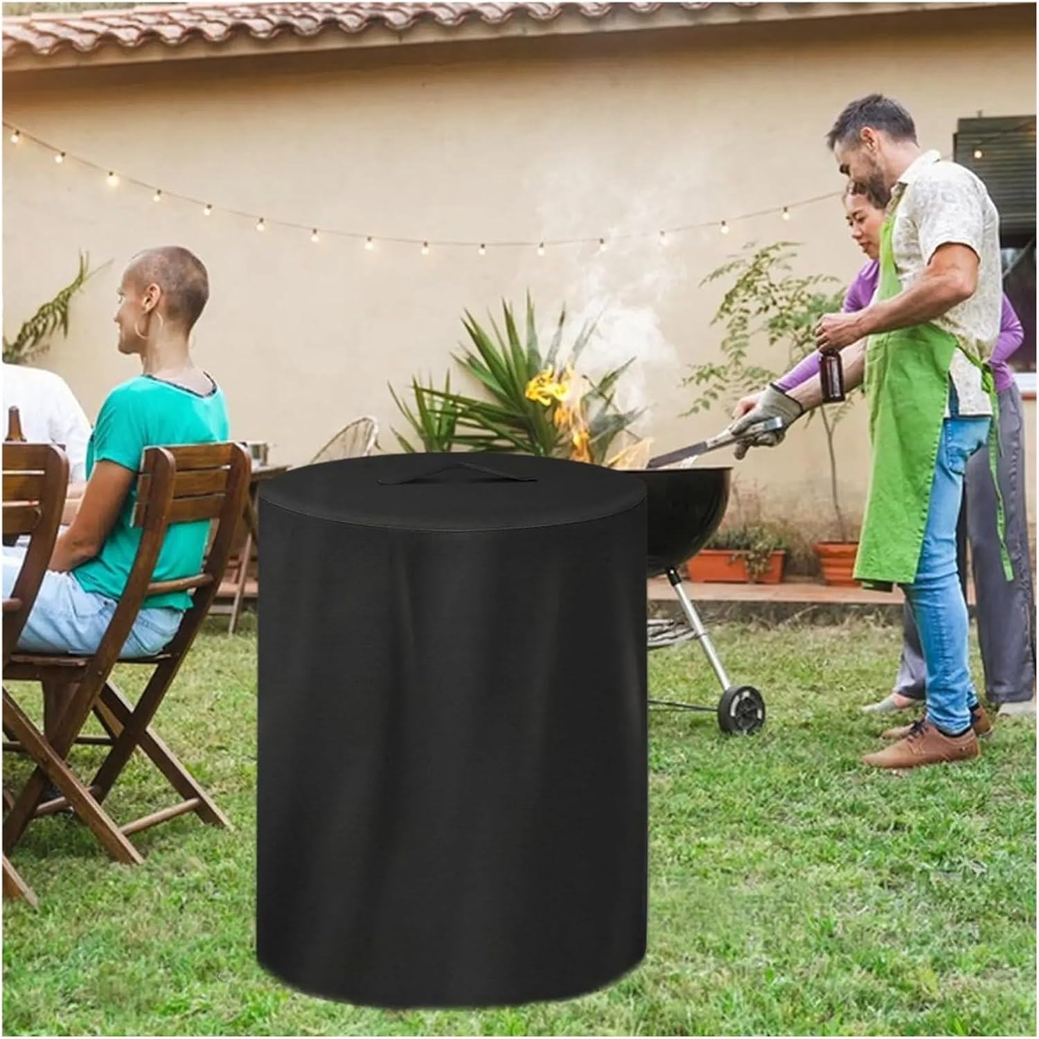 Patio Heater Covers Weather-Resistant Waterproof Round Fire Pit For Yards Porches Gardens Lawn Party Indoor