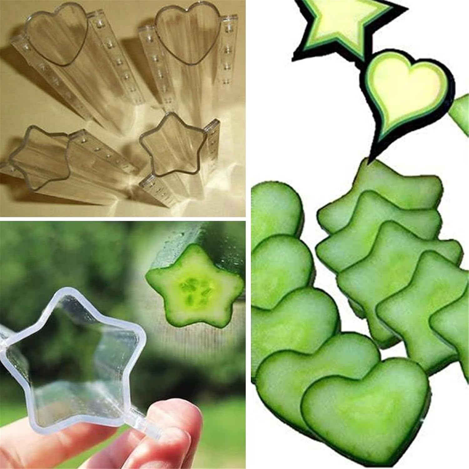 6Pcs Cucumber Styling Growth Mold Plastic Heart Shaped Five-Pointed Star Transparent Garden Fruit Vegetable Growing Molds(Star+Heart) image 3