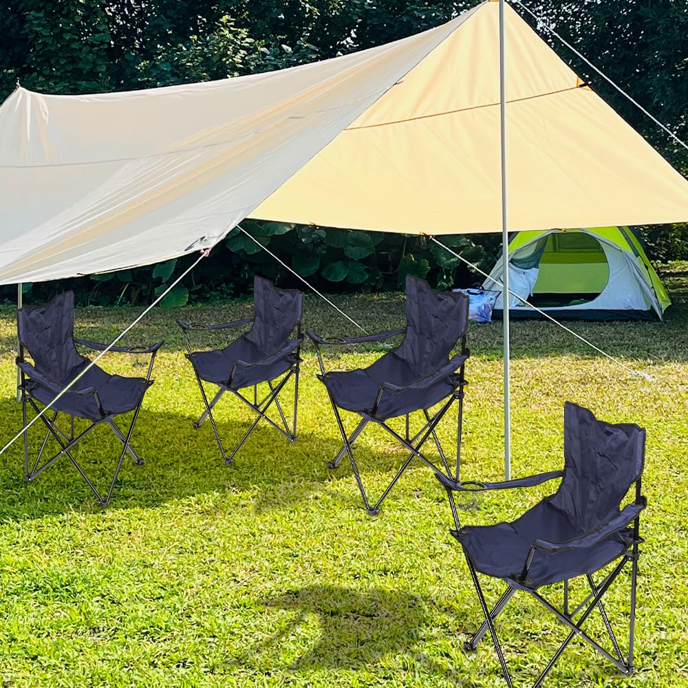 LANTUS Chaise de Camping Pliante en Plein air, siège Pliable Portable léger Pliante avec Porte-gobelet, Chaise de pêche, Chaise de Pique-Nique en Plein airNavy Blue-2pc
