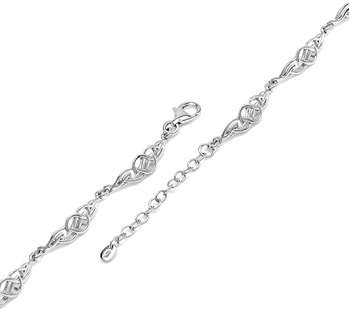 Miniatura 3 de Silvershake Pulsera de plata de ley 925 chapada en oro blanco o amarillo con nudo celta de filigrana de 6.5 a 9 pulgadas ajustable para mujer
