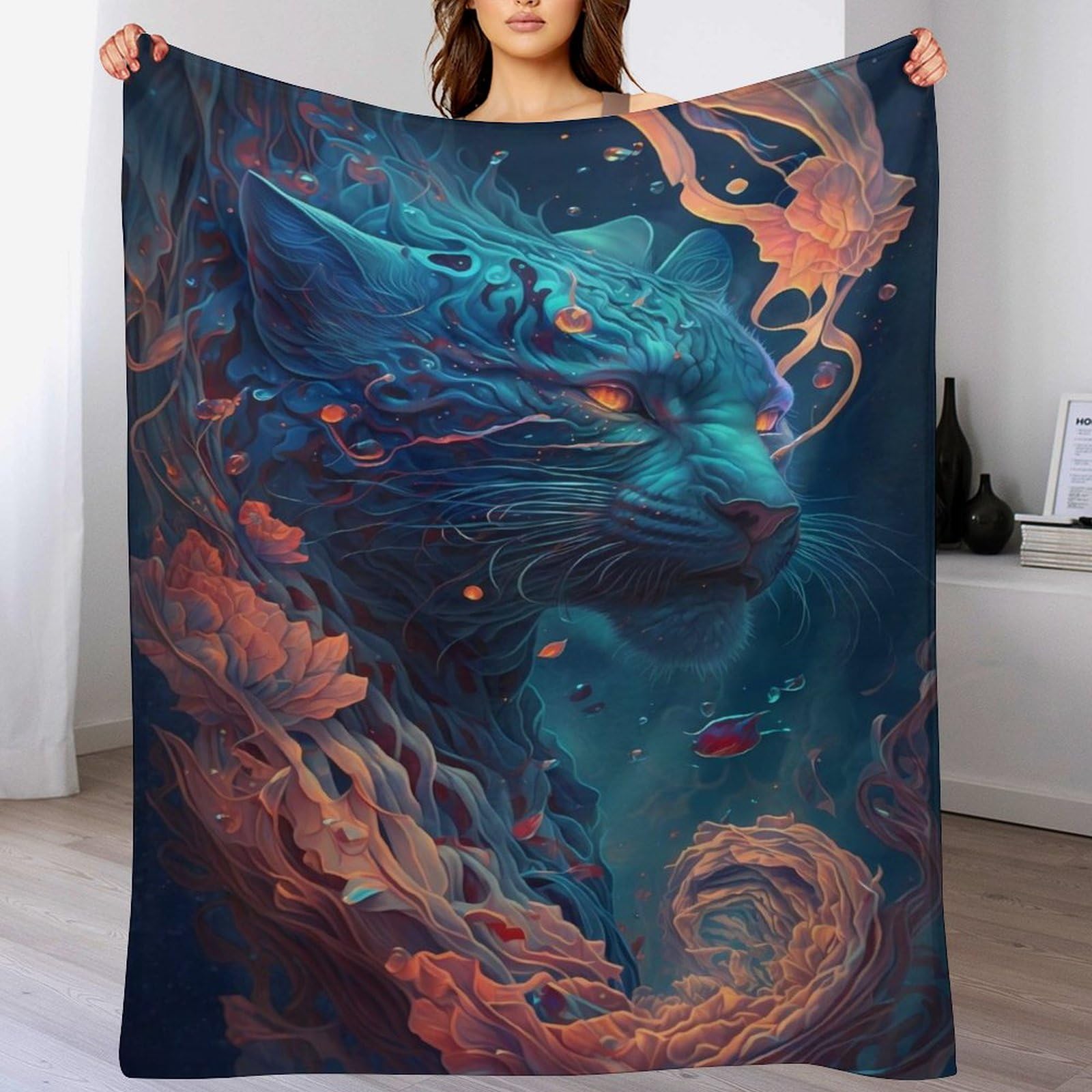 Couverture en Tigre 3D Chaude et Légère en Flannel Toutes Saisons 150x200cm