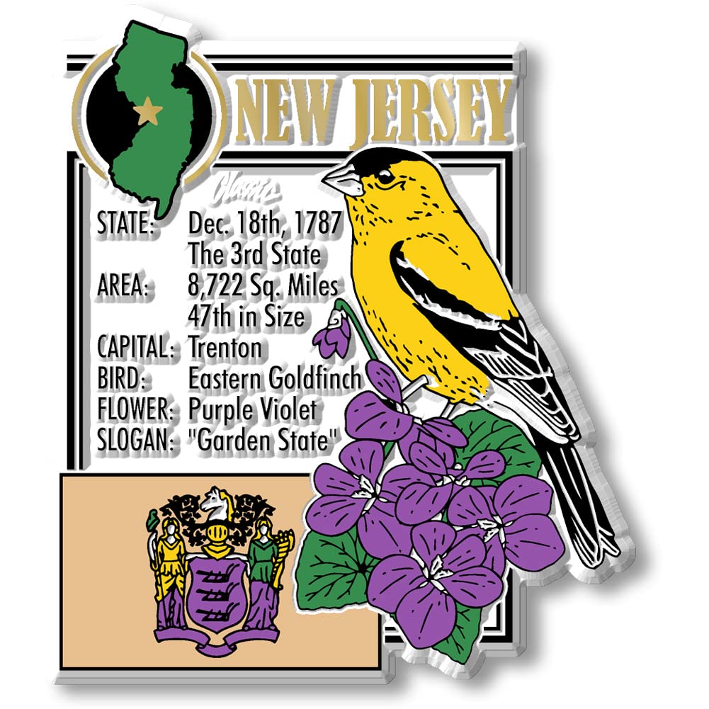 New Jersey State Montage Magnet by Classic Magnets, 3" x 3.3", Collectible 3D Rubber Vintage-Style Souvenirs and Gifts Made in The USA