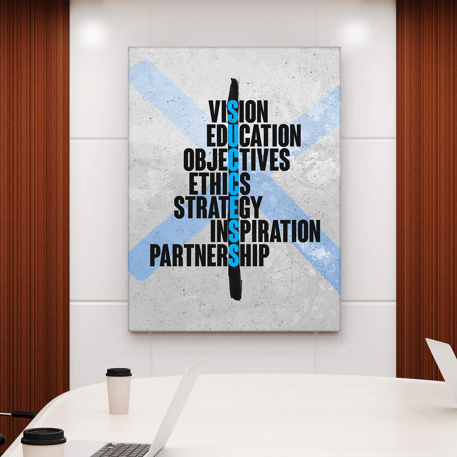 Amazon.com: SuccessHuntersPrints 勵志名言佳句- 成功拼圖- 裱框辦公室和家庭牆壁藝術裝飾海報-  視覺教育目標倫理策略靈感夥伴關係: 居家與廚房