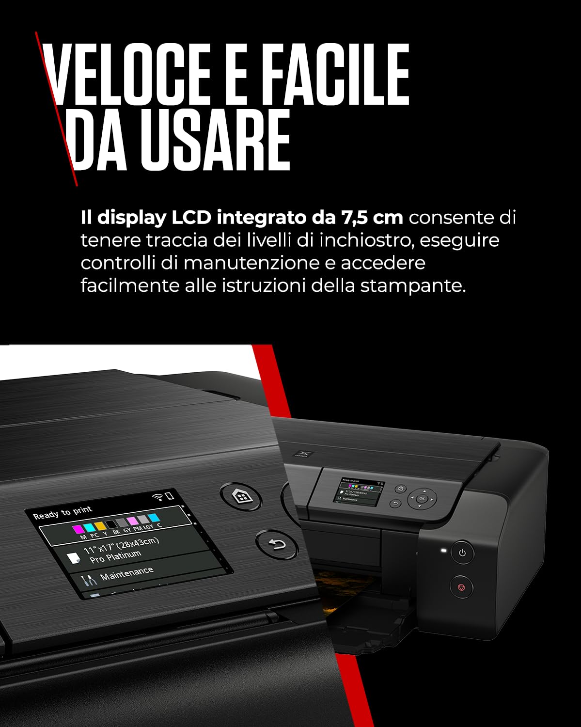 Canon PIXMA PRO-200S Stampante Fotografica - Colori Vivaci, Versatilità, Stampante A3+ - Sistema ad 8 Inchiostri Dye a Colori - 3 Opzioni di Alimentazione - Facile da Usare