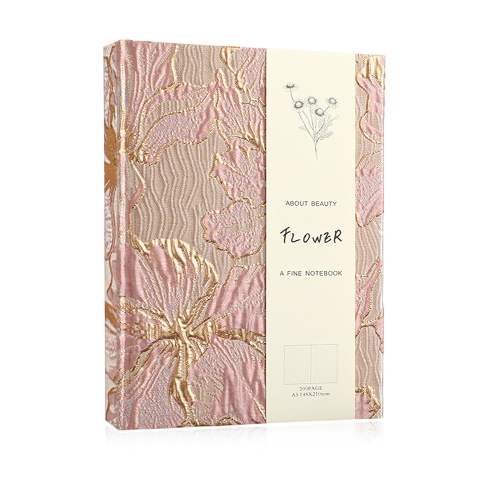 CZXCV Floral Journal A5 Hardcover Lined Notebook with Lay Flat Binding Pretty Pink Blue Lily Flower Design Personalised Writing Journals Notebook Taking Gift Idea for Women (Pink)