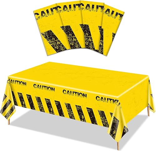 4 manteles de fiesta de construcción  Mantel rectangular de construcción de camión volquete para mesa de cumpleaños de niños y niños, suministros de