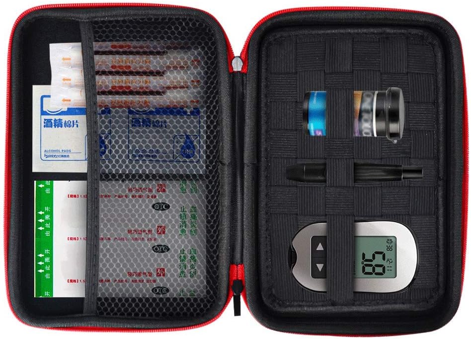 Eva Hard Sell Protective Bag Travel Organizer Case for Diabetic Supplies Testing Kit,Blood Glucose Monitoring Systems,Test Strips,Syringes,Insulin,Electronic Accessories (Black)