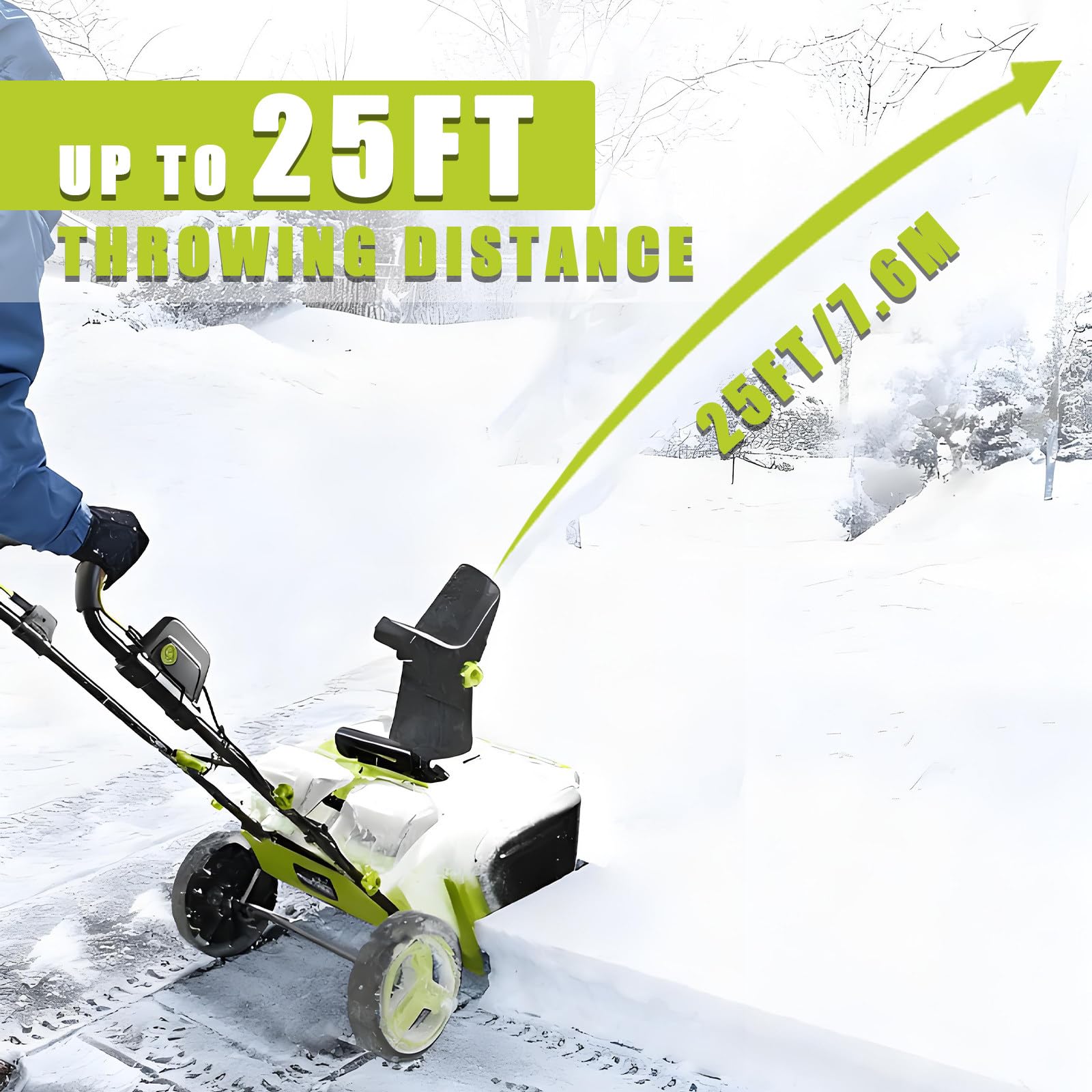 BANGBANGJI Souffleuse à Neige sans Fil 40 V, souffleuse à Neige électrique 3 500 W, Moteur sans balais, Largeur 50 cm, Profondeur 25 cm, portée 7,6 m, goulotte réglable à 180° et éclairage LED