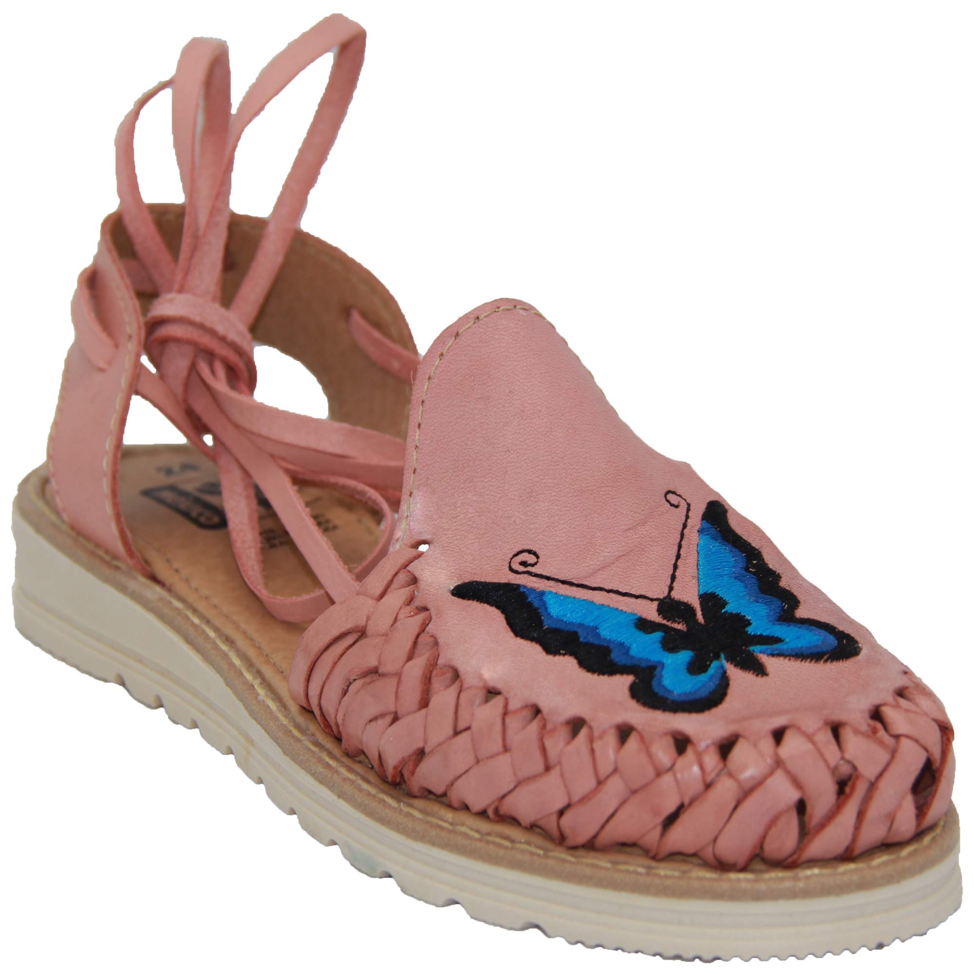 The Western Shops Womens Leather Butterfly Sandal, Mexican Huarache Sandal, Womens Butterfly Huarache Sandal Pink