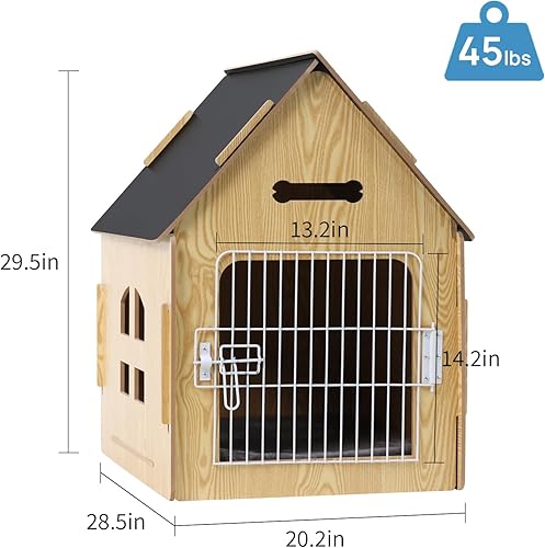 Miniatura 2 de Casa para perros de interior, para perros pequeños u otros animales pequeños como gatos y conejos, desmontable de madera, con rejillas de