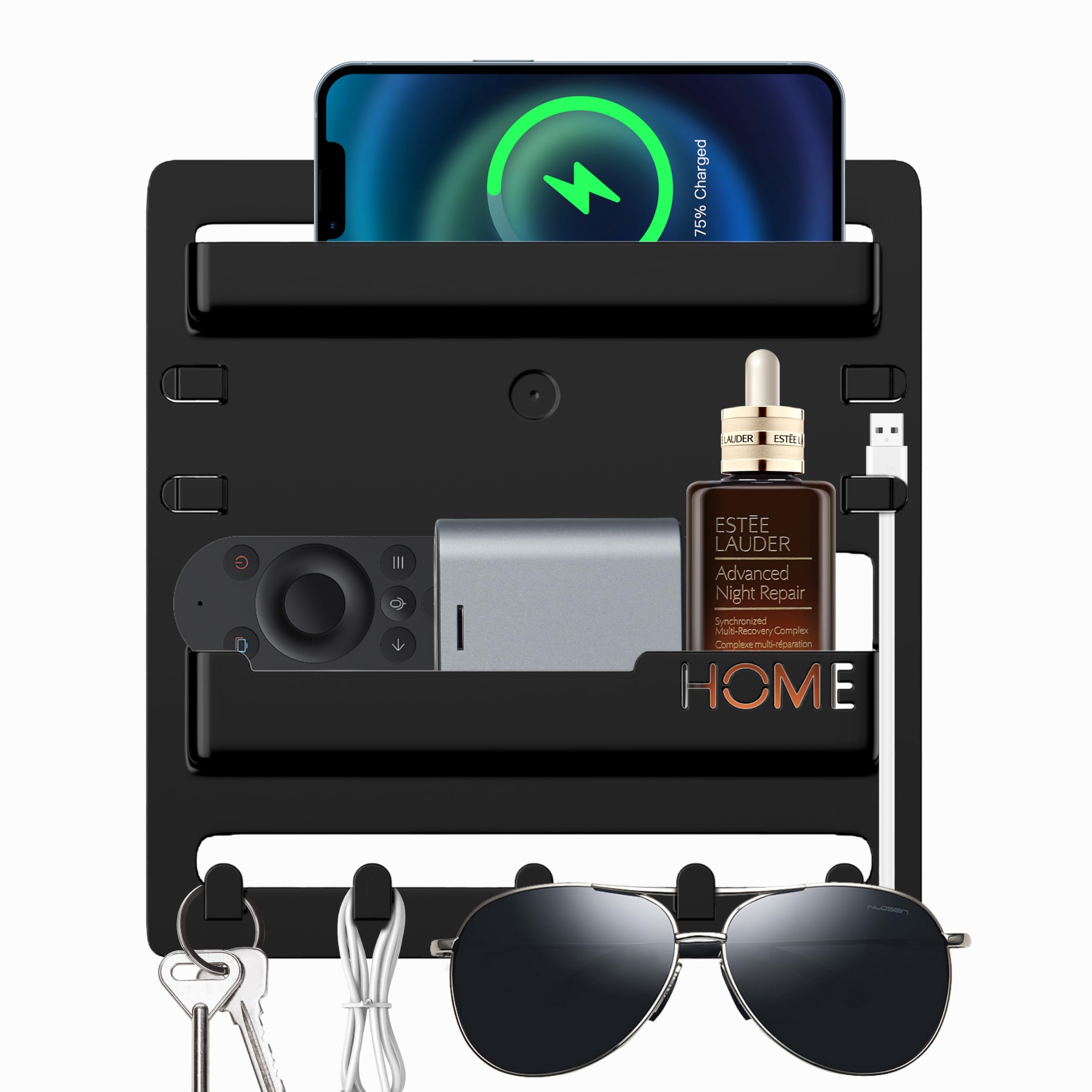 Bedside Shelf Wall Mount,Floating Bedside Adhesive Shelves Accessories,Wall Shelf Organizer and Storage for Bedroom,Camper,Dorm,Apartment-Phone,