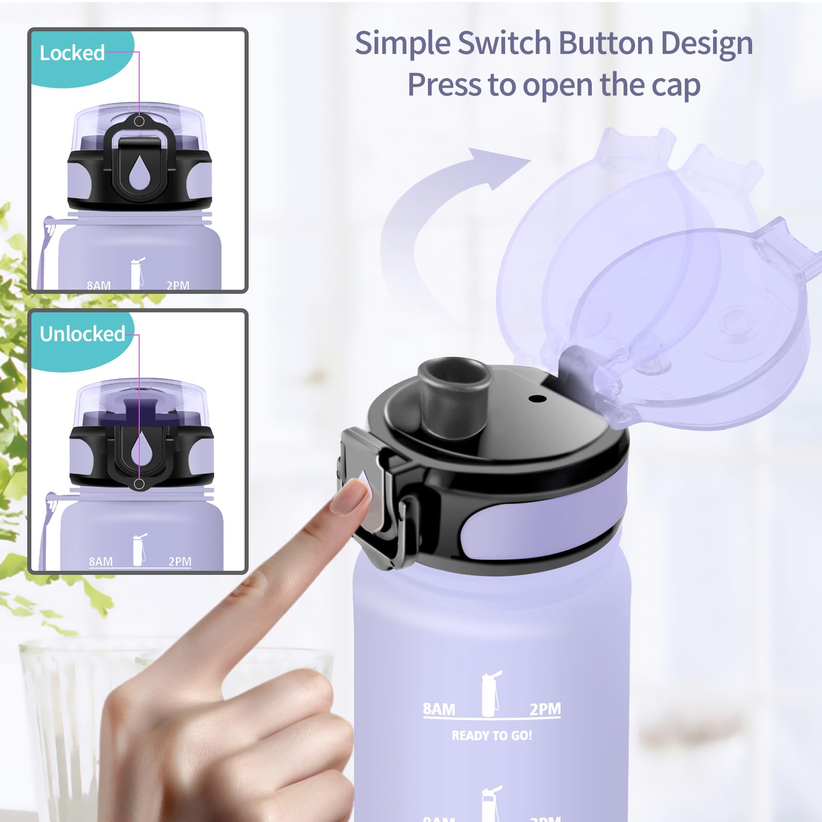 Vikaster Borraccia Sportiva, Borraccia 500ml/1000ml/1500ml, Senza BPA & Prova di Perdite, Bottiglia Acqua Bambini, Bici, Scuola, Palestra, Ufficio, Yoga