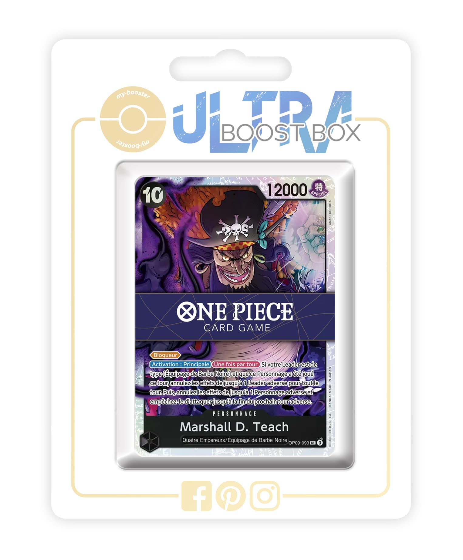 마샬 D. 티치 093 슈퍼 레어 - 울트라 부스트 X 원피스 9 - 새로운 황제들 - 프랑스 원피스 카드 12장입  박스-Freehip.co.kr