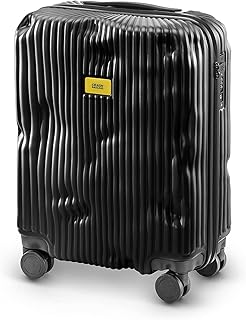 STRIPE CABIN, Valigia Rigida in Policarbonato con Strisce in Rilievo, Bagaglio a Mano, Dimensioni Trolley 55 x 40 x 22 cm, Capacità 36 Litri, Colore Black