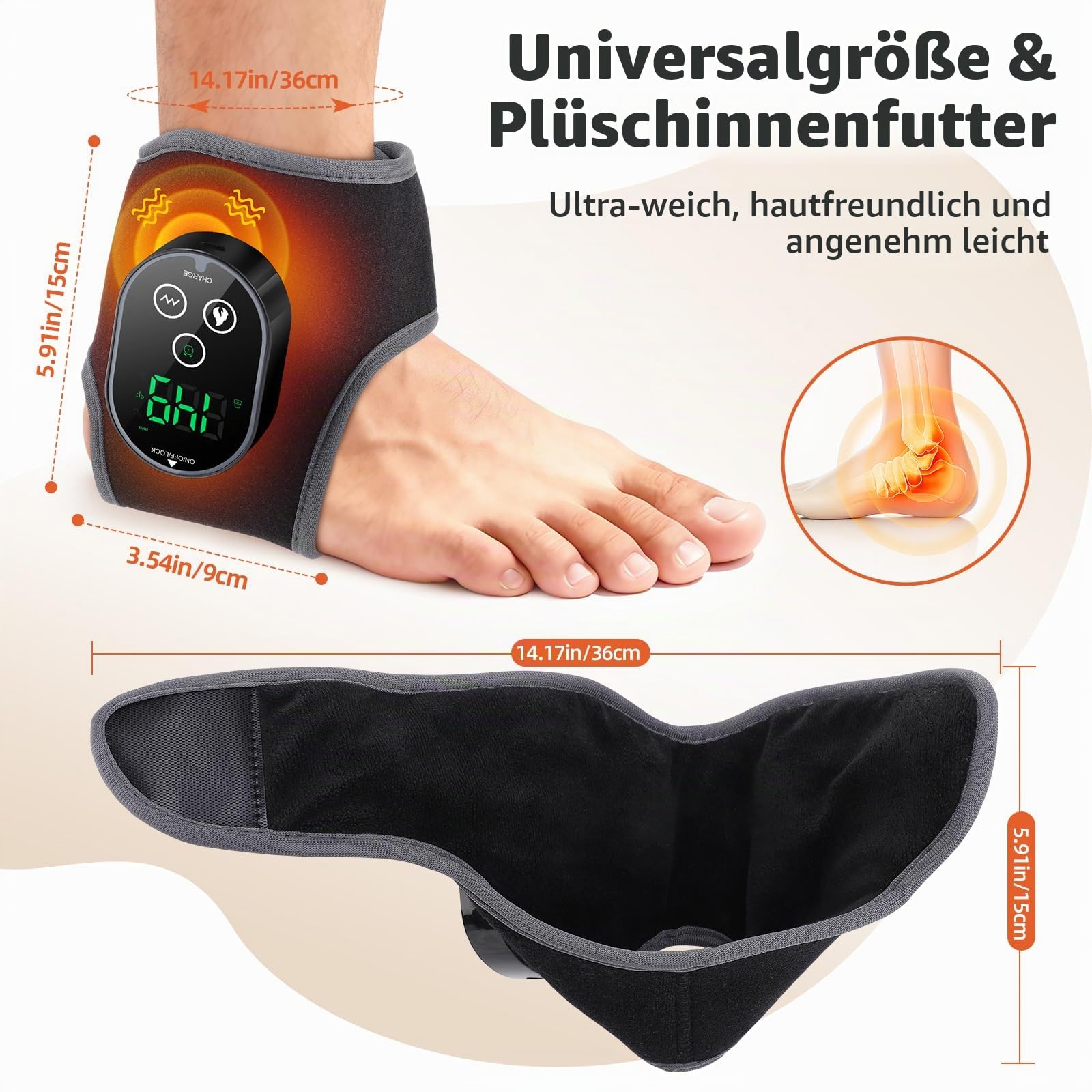2 Pack Knöchelmassage Elektrisch mit 3 Vibrations 4 Heats 3 Timer Schwarz | Fußmassagegerät Elektrisch mit 3000mAh, Fussmassage für Durchblutung Knöchel Wärmen Durchblutung Geschenk für Vater Mutter