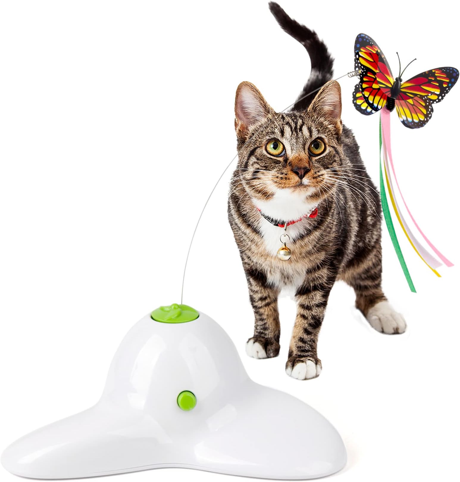 Pet Prime Cat Butterfly Toy Interactive Flutter Bug Kitty Electric Automatic 360°Spinning Flying Toys for Indoor Cats with 2 Replacement Butterflies