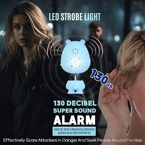 Miniatura 2 de Alarma personal para mujeres, alarma de seguridad personal recargable para mujeres, niños y ancianos, sirena fuerte de 130 dB, luz estroboscópica,