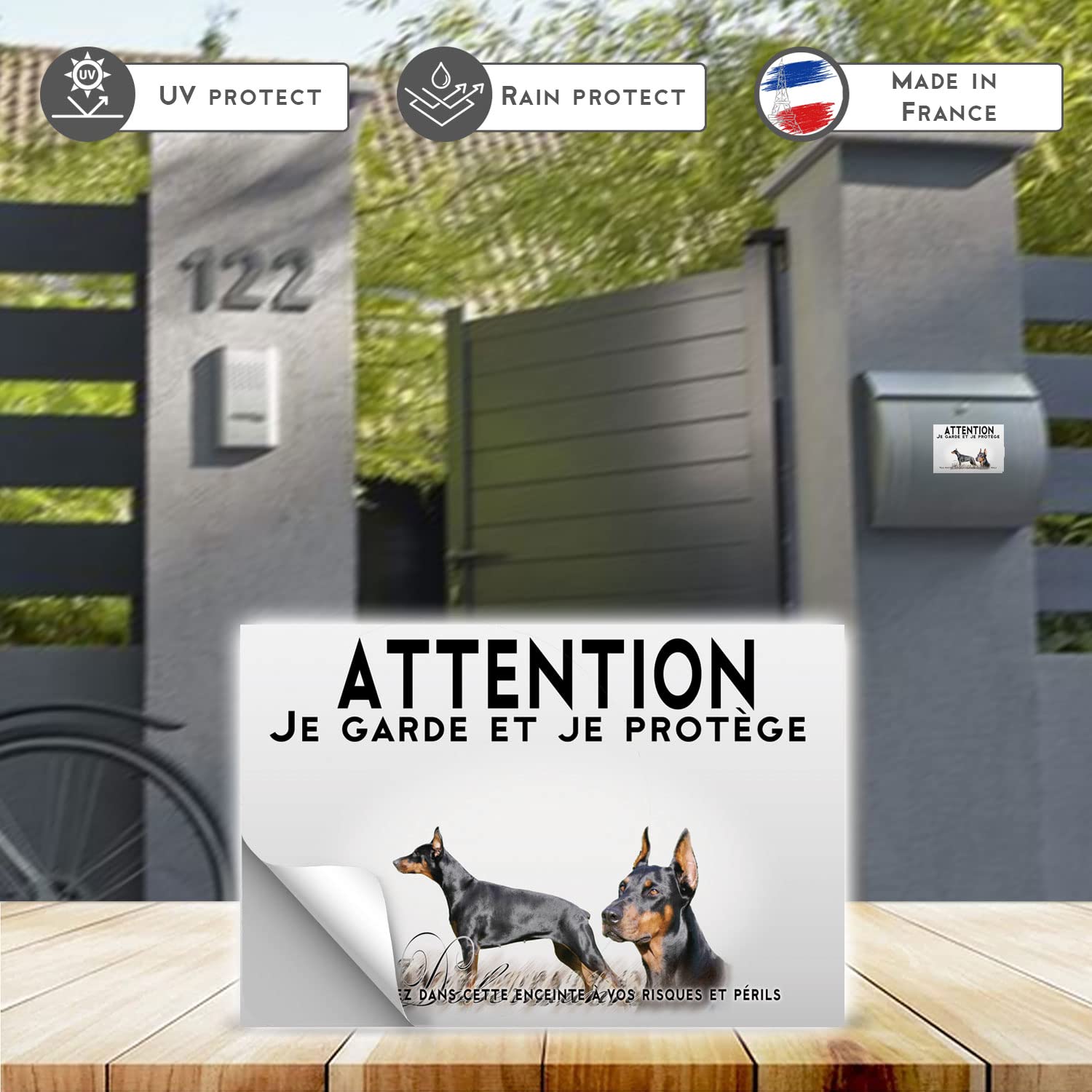 Pancarte Plastique Attention Au Chien Femelles Dobermann