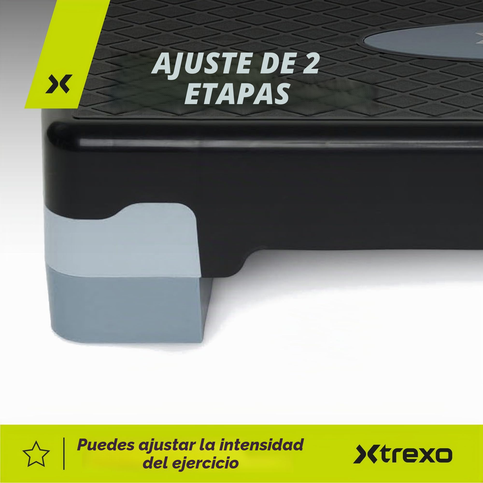 TREXO Aerobic Step - Step de 68 x 28 cm para ejercicios cardiovasculares y entrenamiento de fitness, altura ajustable de 15 a 20 cm, resistente de polipropileno y TPR Step de aeróbic de alta calidad,