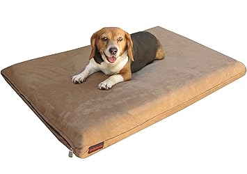 Dogbed4less 2 Pack Gel Cooling Memory Foam Dog Bed for Medium Large Pet with Waterproof Internal Cover, Microsuede Brown 45X27X3 Inches