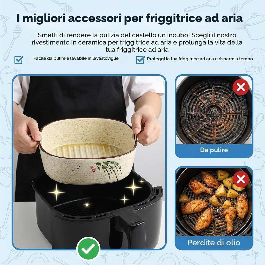 Pirofila piccola, pirofila in ceramica, teglia da forno con manici in ceramica, piccolo forno per lasagne, tiramisù, teglia da forno