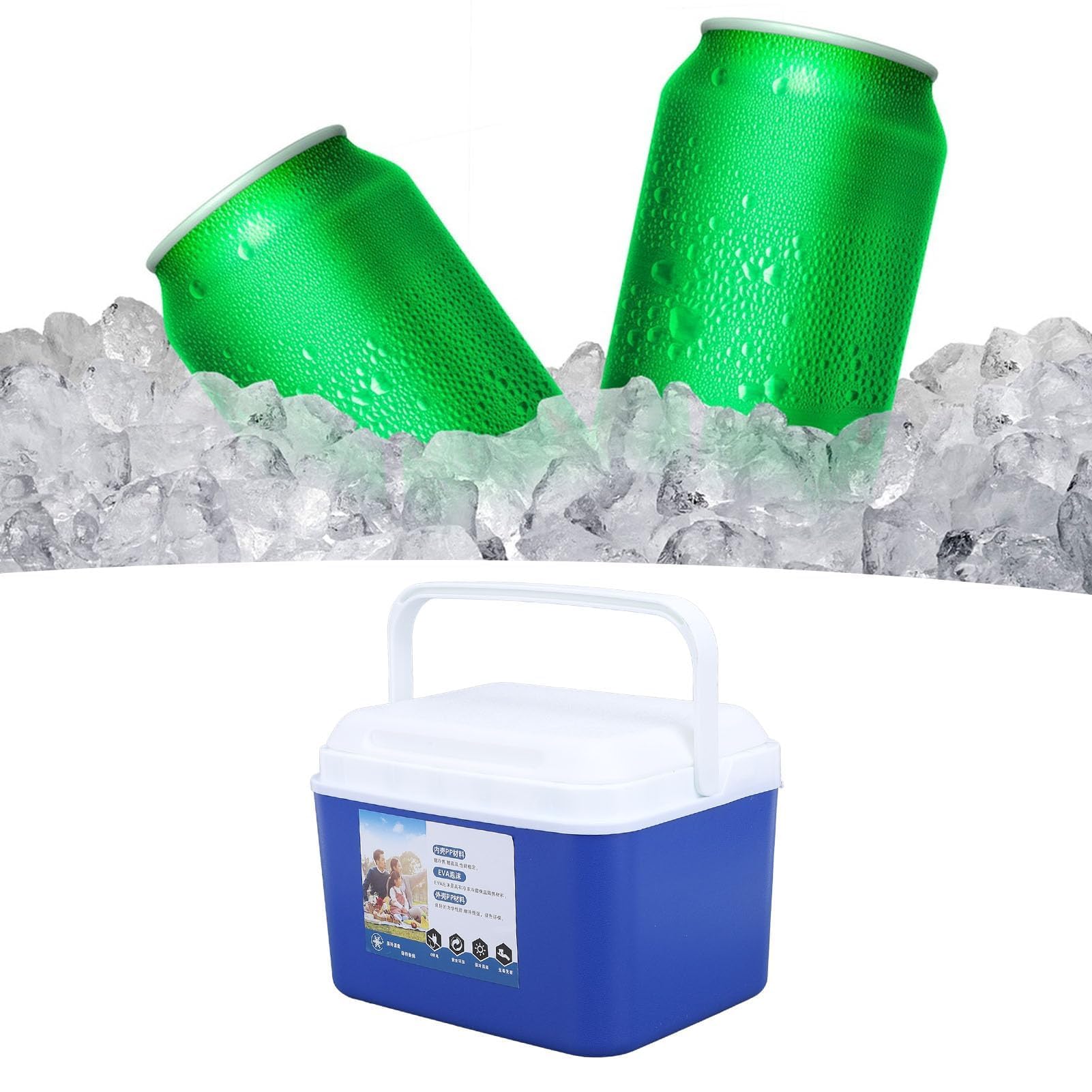 Caja de hielo grande aislada de 5 litros para viajes, camping, picnic, pescado, caja térmica aislada, funda rígida que mantiene la frescura de la comida y la bebida fresca