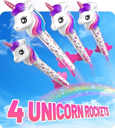 Miniatura 3 de beefunni Lanzacohetes de unicornio para niñas, 4 juguetes de unicornio para exteriores, regalos de cumpleaños de Navidad para niñas de 2 a 4 a 6