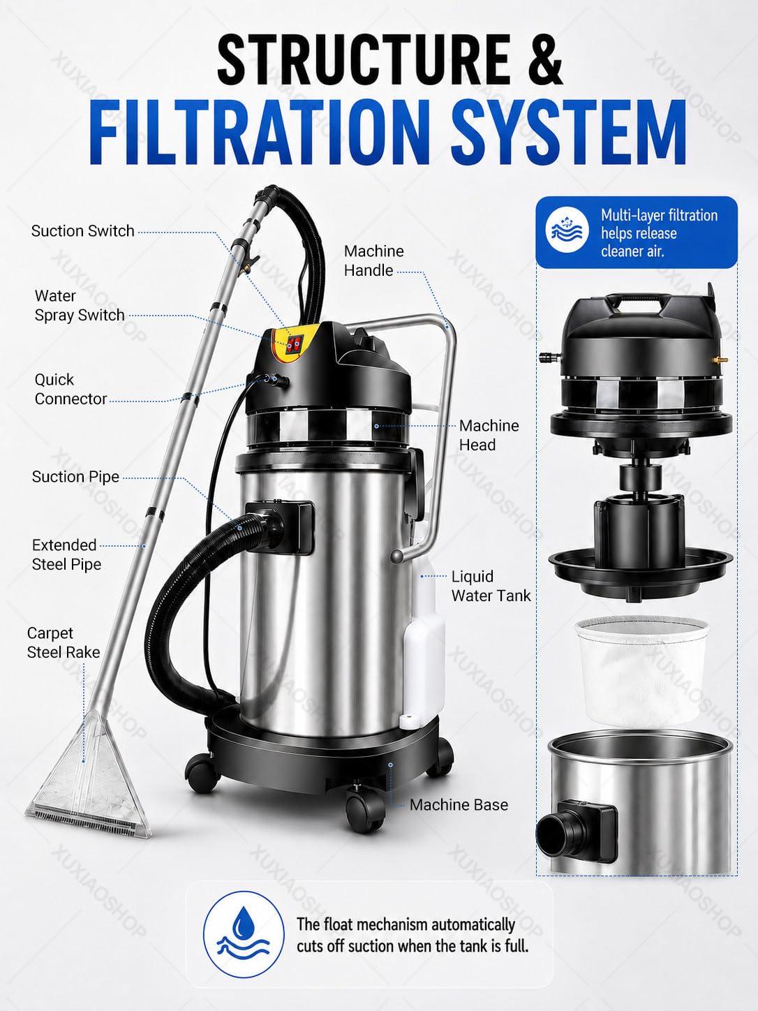 Gewerbliche Teppichreinigungsmaschine mit Sprühextraktion 40L