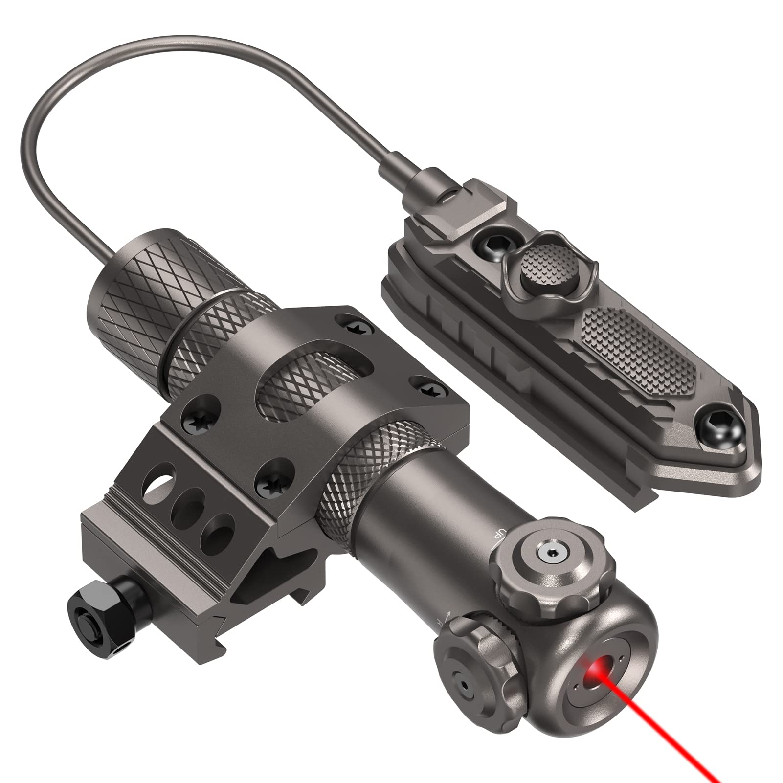 View 1 of Feyachi Red/Green/Blue Laser Sight Tactical Dot Laser for Rifle with 20mm Picatinny Mount and Pressure Switch Included Nickel Red Laser