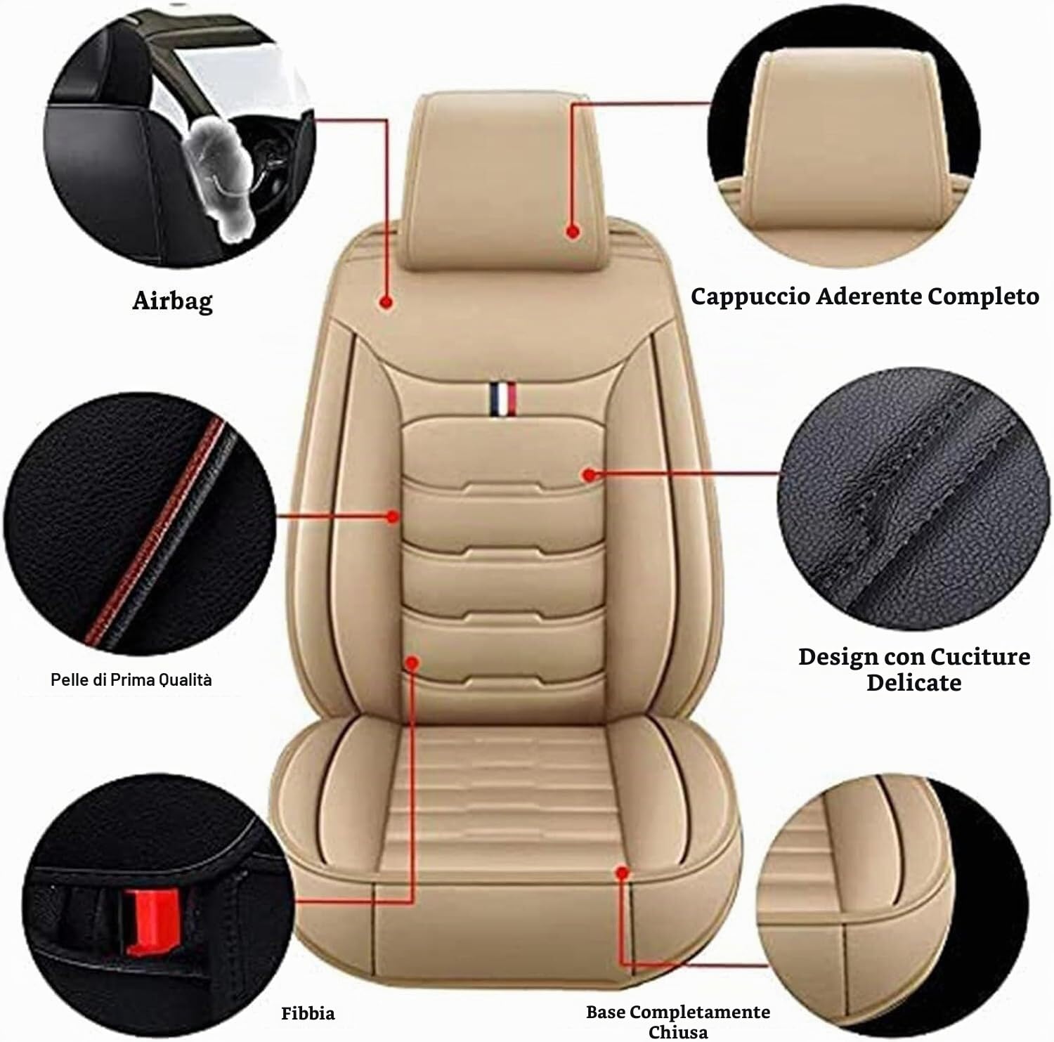 Coprisedili Auto Pelle, per Golf 4 5 6, Coprisedili Universali Similpelle, Set Completo Copri-Sedile Impermeabile Coprisedile Anteriori Posteriori Copri Sedili 5-Posti(B)