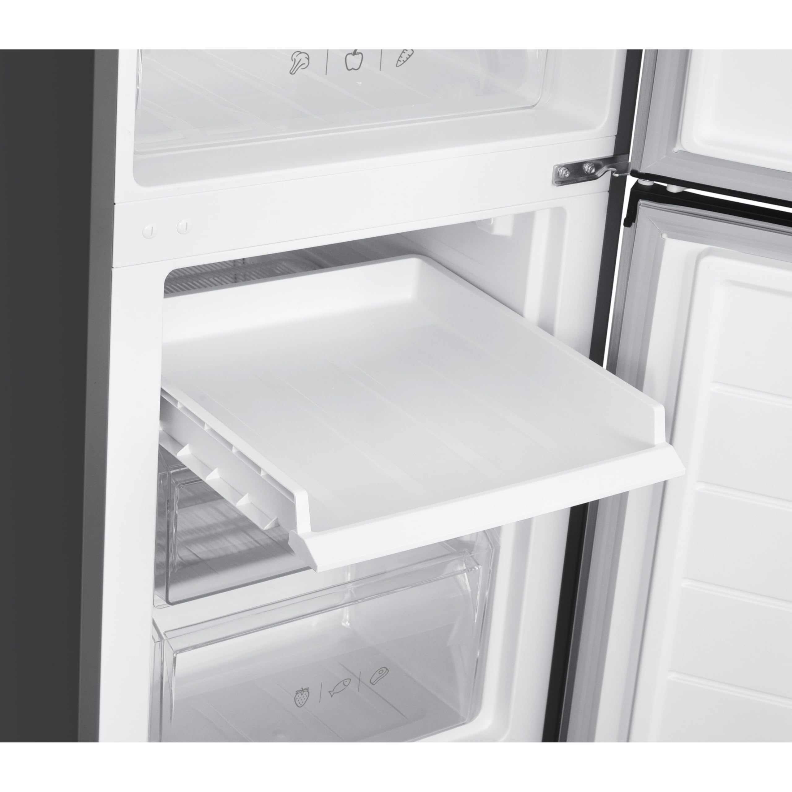 Amica Kühl‑Gefrier‑Kombination freistehend 180 x 55 x 56 cm 262 l 4-Sterne-Fach Gefrierfach unten Tür-Offen-Alarm LED‑Innenbeleuchtung AKG 3880 E – Kühl Gefrierkombination Edelstahloptik