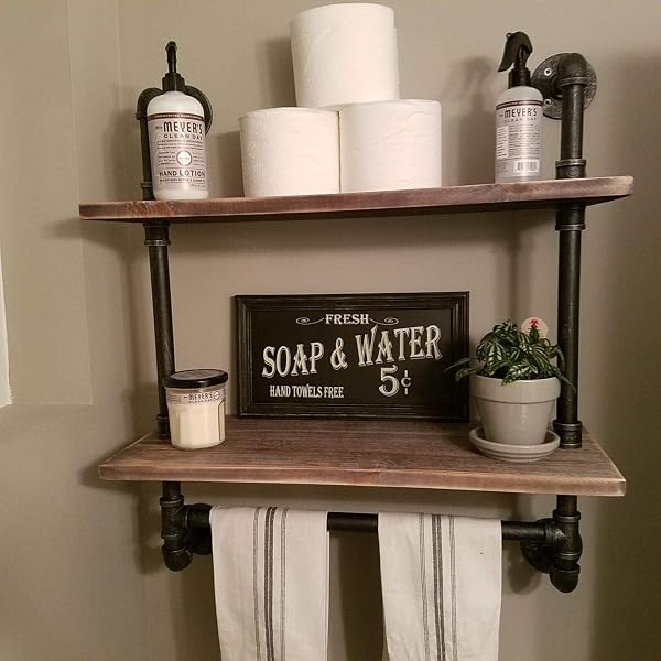 FODUE Industrial Pipe Shelf Rustik Badrumshylla