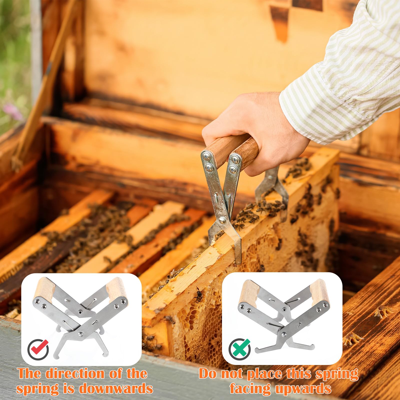 BeeCastle Double Sieve Honey Harvesting Starter Kit| Honey Filters Strainer Stainless Steel Set Of 6 -Double Sieve Honey Strainer,Frame Holder,2 Pack